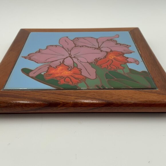 KALA KOA Tiles of Hawaii Hand Painted Hibiscus Framed Art Tile - Jeffrey Chee - Picture 2 of 6